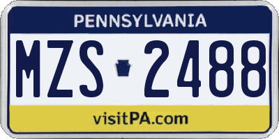 PA license plate MZS2488