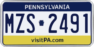 PA license plate MZS2491