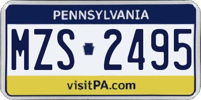 PA license plate MZS2495