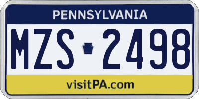 PA license plate MZS2498
