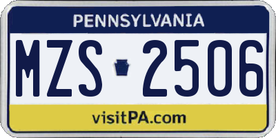 PA license plate MZS2506