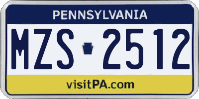 PA license plate MZS2512
