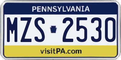 PA license plate MZS2530