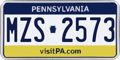 PA license plate MZS2573