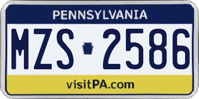PA license plate MZS2586