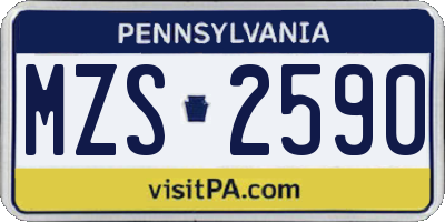 PA license plate MZS2590