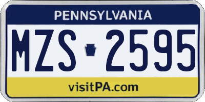 PA license plate MZS2595
