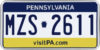 PA license plate MZS2611