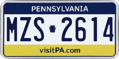 PA license plate MZS2614