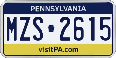 PA license plate MZS2615