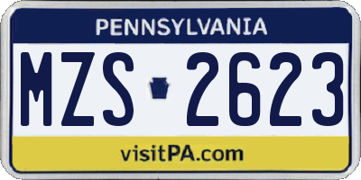 PA license plate MZS2623