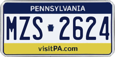 PA license plate MZS2624