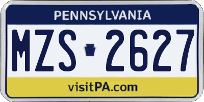 PA license plate MZS2627
