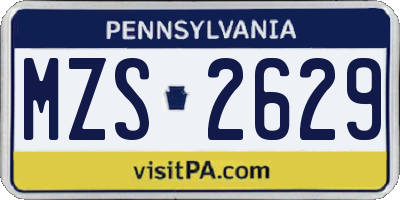 PA license plate MZS2629