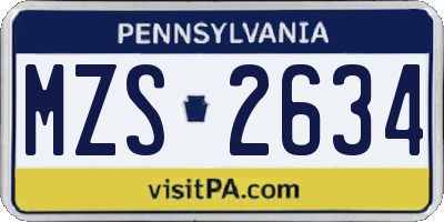 PA license plate MZS2634