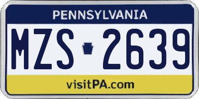 PA license plate MZS2639