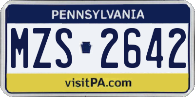 PA license plate MZS2642