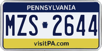 PA license plate MZS2644