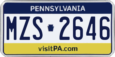 PA license plate MZS2646