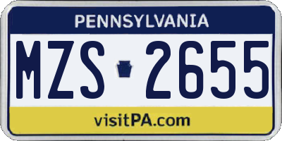 PA license plate MZS2655