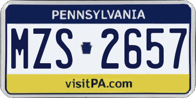 PA license plate MZS2657