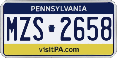 PA license plate MZS2658