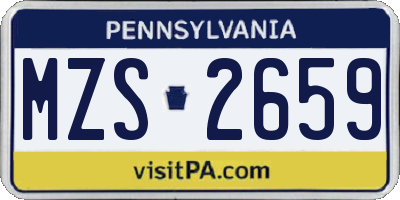 PA license plate MZS2659