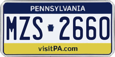PA license plate MZS2660