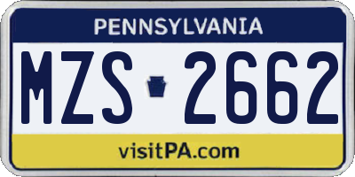 PA license plate MZS2662