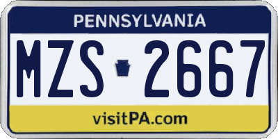 PA license plate MZS2667