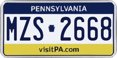 PA license plate MZS2668