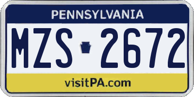 PA license plate MZS2672
