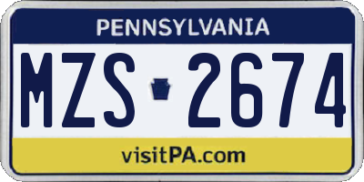 PA license plate MZS2674