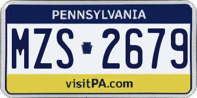 PA license plate MZS2679