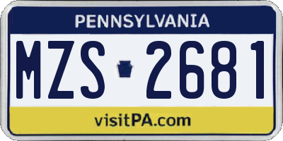 PA license plate MZS2681