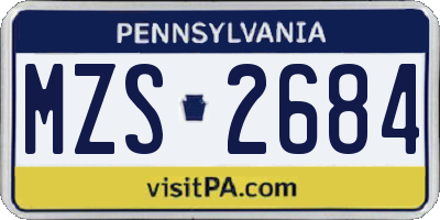 PA license plate MZS2684