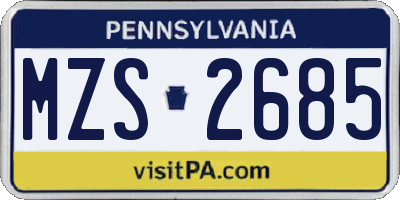 PA license plate MZS2685