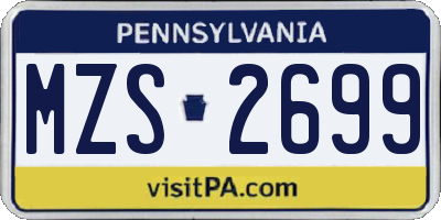 PA license plate MZS2699