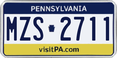 PA license plate MZS2711
