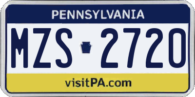 PA license plate MZS2720
