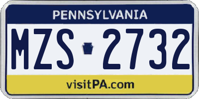 PA license plate MZS2732