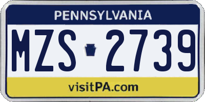 PA license plate MZS2739