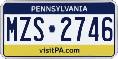 PA license plate MZS2746