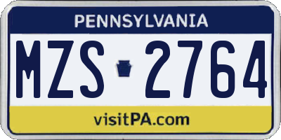 PA license plate MZS2764