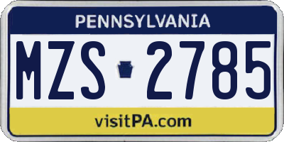 PA license plate MZS2785