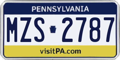 PA license plate MZS2787
