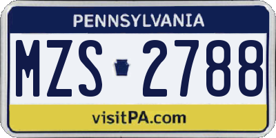 PA license plate MZS2788