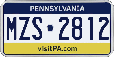PA license plate MZS2812