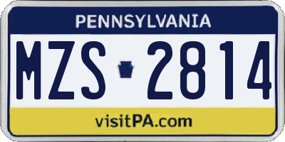PA license plate MZS2814