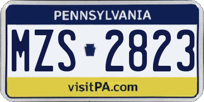 PA license plate MZS2823